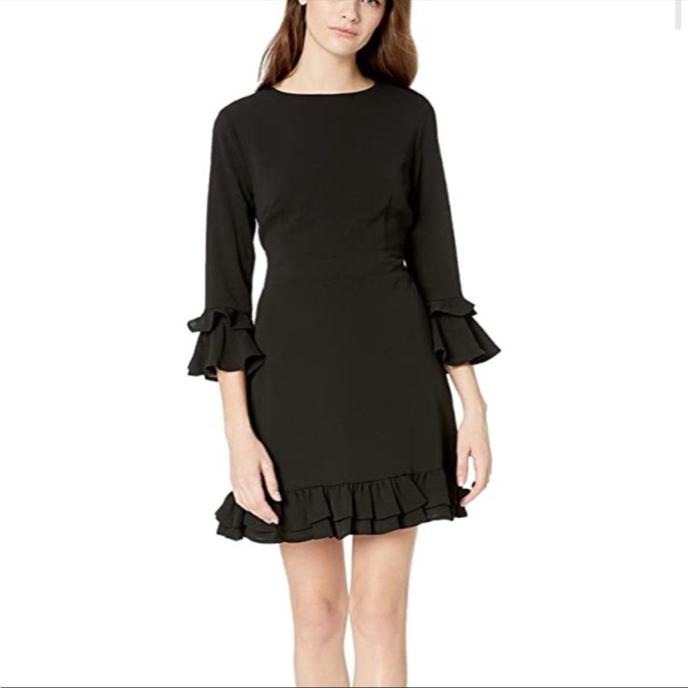 NWT BB Dakota Wine And Dine Flounce Mini Dress Black Size 10 LBD Ruffle Classic